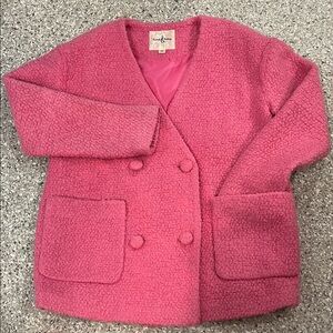 Pink long sleeve tweed -jacket with pockets size large
